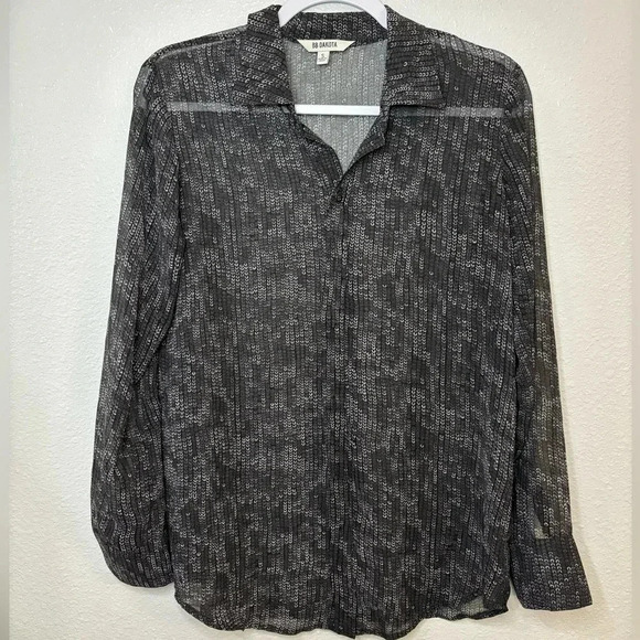 ☀️BB Dakota Sheer Patterned Long Sleeve Button Up - Picture 1 of 7